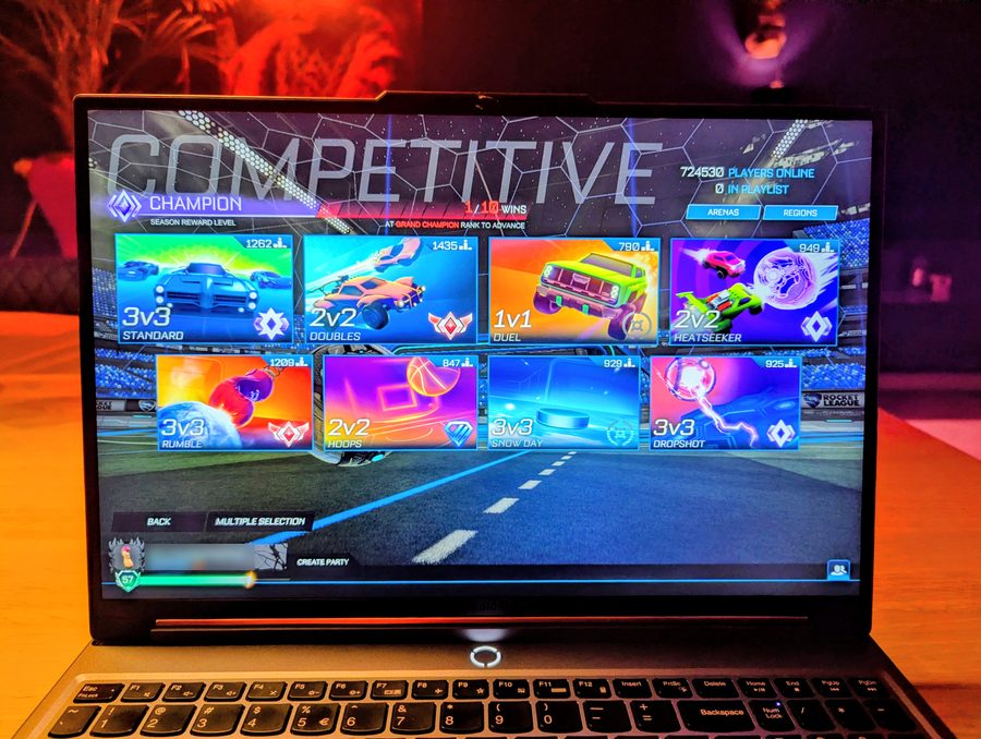 Example: the Competitive screen with the MMR of each mode in the top right of its tile